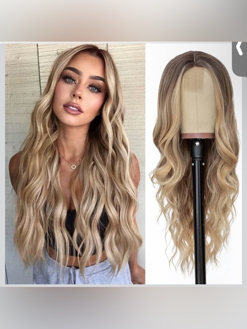 Blonde Long Wavy Women's Wig - Natural Root Ombre